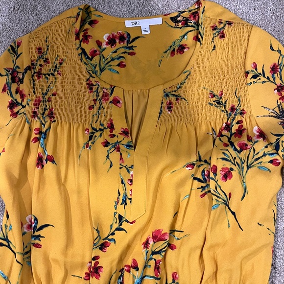 Floral Yellow Textured Yellow Dress - Picture 2 of 3